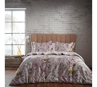 Lavish 200 Thread Count Floral Piped Cotton Sateen Duvet Cover Set Edinburgh Weavers Light Pink Double