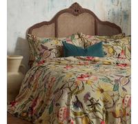 Morton 200 Thread Count Floral Premium Cotton Sateen Piped Duvet Cover Set Edinburgh Weavers Cream Double