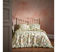 Songbird Floral Birds Luxury Cotton Piped Duvet Cover Set Edinburgh Weavers Stone Double