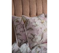 Edinburgh Weavers Lavish 200TC Floral Premium Cotton Sateen Piped Pair of Pillowcases in Light Pink Edinburgh Weavers Light Pink