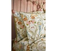 Songbird Floral Birds Luxury Cotton Piped Pair of Pillowcases Edinburgh Weavers Stone One Size