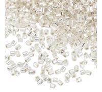 Edinstry Glass Bugle Beads Mini Tube Loose Beads Glass Seed Spacer Bead for DIY Bracelet & Necklace Jewelry Making Supplies Bulk Kit Silver 1.5x1.5mm 1400pcs