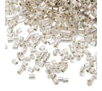 Edinstry Glass Bugle Beads Mini Tube Loose Beads Glass Seed Spacer Bead for DIY Bracelet & Necklace Jewelry Making Supplies Bulk Kit Silver 1.9x1.5mm 1400pcs