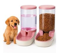 Edipets, Automatic Cat Dog Feeder 2 Units 3.8L Pet Food and Water Dispenser (Pink)