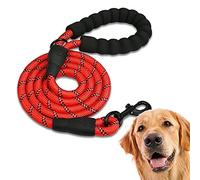 Edipets, Dog Lead, Durable Slip Rope with Soft Padded Handle, Highly Reflective Threads, for Small, Medium, Large Dogs, 47, 60 and 87 inches (47 Inches, Red)