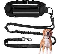 Edipets, Dog Running Lead, Waist Belt, Hands Free, Anti-strain, Reflective, Walking, Training, with your Dogs, 160-220 cm (Black)