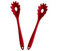 EdirFtra 2 heat-resistant silicone fork, durable anti slip Italian pasta spoon, 29cm (red)
