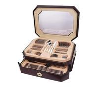 EdirFtra 72 piece tableware set, stainless steel Western style tableware, exquisitely carved, wooden box, including home, hotel, restaurant (suitable for 12 people)