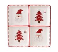 EdirFtra Christmas Ceramic Divided Plate, Christmas Themed Serving Dish, Ceramic 4-Compartment Serving Tray, Relish Serving Tray for Appetizers, Fruits, Snacks