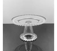 EdirFtra Clear Glass Cake Stand with Beaded Edge, Crystal High-Footed Cupcake & Fruit Display Tray, Stackable Dessert Tower for Birthday Party, Wedding & Events,26cm/10.23inch
