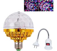 EdirFtra Colorful Rotating Magic Ball Light, Rotating Magic Ball Light Bulb with Sockets, Colorful Dazzling Crystal Disco Prom Stage Decor Light Bulb
