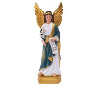 EdirFtra Gabriel Angel Resin Statue, Saint Gabriel the Archangel Resin Statue, Catholic Angel Resin Statue with Wings And Flowers Colored, Resin Crafts