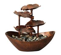 EdirFtra Lotus leaf Cascade Water Feature, Creative Cascading Water Fountain, Garden Water Feature Fountain with LED Lights, USB Charging, Indoor Outdoor Tabletop Fountain,C