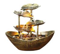 EdirFtra Lotus leaf Cascade Water Feature, Creative Cascading Water Fountain, Garden Water Feature Fountain with LED Lights, USB Charging, Indoor Outdoor Tabletop Fountain,A