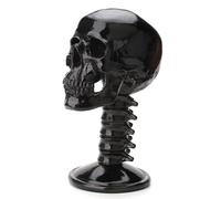 EdirFtra Skull Headphones Stand, Skeleton Helmet Rack, Multifunctional Sunglasses Scarf Skull Helmet Stand, Resin Black Skull With Spine Home Ornament