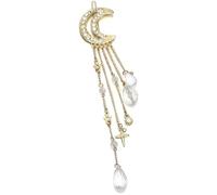 EdirFtra Vintage Crystal Moon Star Fringe Hair Clip Fashion Bridal Jewelry Hair Clip Hair Jewelry Women Jewelry,A