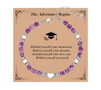 Ediseng 2025 Graduation Gifts for Her,Heart Charm Bracelets for Her,Personalized Graduation Bracelets for College/High School/Masters Degree/Nursing/8th Grade/Middle School/5th Grade, 6.2''+2