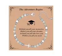 Ediseng Personalized Graduation Gifts for Her 2025,Beaded Cross Bracelets for Her,Cool Graduation Bracelets for College/Nursing/High School/8th Grade/5th Grade/Middle School/Masters Degree, 6.2''+2