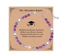 Ediseng Personalized Graduation Gifts for Her 2025,Beaded Cross Bracelets for Her,Cool Graduation Bracelets for College/Nursing/High School/8th Grade/5th Grade/Middle School/Masters Degree, 6.2''+2