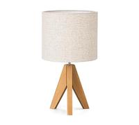 EDISHINE 36cm Bedside Lamp, Tripod Table Lamp with Grey Linen Lampshade, ON/Off Switch, Desk Lamp for Living Room Bedroom, E27 Base, 2700K LED Bulb Included