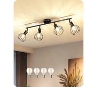 EDISHINE 4 Way Spotlights Ceiling Lights, 4 E14 LED Bulbs Included, 340° Rotatable Industrial Light Fittings Ceilings with Iron Water Drop Cage, 3000K for Kitchen, Bedroom, Hallway, Dining Room