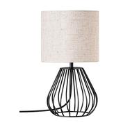 EDISHINE Bedside Lamp, Table Lamp with Metal Cage Base & Linen Lampshade, Modern Lamps for Living Room Bedroom, E14 Socket (Bulb Included), Teardrop Cage, Black