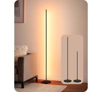 EDISHINE LED Floor Lamp, 146cm Minimalist Dimmable Standing Lamp with Foot Switch, Stepless Dimming, Tall Corner Lamp for Living Room, Bedroom, Office, 3000K, Black