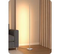 EDISHINE LED Floor Lamp, 146cm Minimalist Dimmable Standing Lamp with Foot Switch, Stepless Dimming, Tall Corner Lamp for Living Room, Bedroom, Office, 3000K, Silver