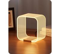 EDISHINE LED Table Lamp, Acrylic Panel & Aluminum Plate Base, Modern Bedside Lamp for Living Room, Bedroom, Study, 3000K, Gold
