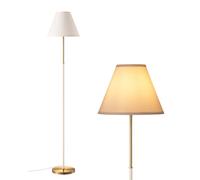EDISHINE Retro Floor Lamp for Living Room, Tall LED Standing Lamp with Linen Lampshade, E27 Base, Foot Switch, 2700K Bulb Included, Cream White
