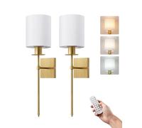 EDISHINE USB Rechargeable Wall Light, Wireless Wall Sconces Set of 2 with Rechargeable Remote Control Bulb, Electroplated Bronze, Battery Operated, Modern LED Wall Lamp for Bar, Kitchen, Loft