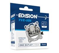 EDISION Antenna Socket Universal TVE-101, End Socket Stich TV-R Flush-Mounted 2-Hole Suitable for Terrestrial DVB-T/T2, Cable DVB-C, Radio, FM, DAB+, 2 Outputs