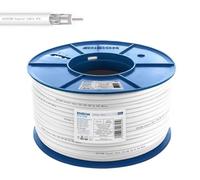 Edision ICX-100 Coaxial Cable 100 m, Antenna Cable 130 dB Indoor PVC White, Steel/Copper Inner Conductor CCS, SAT Cable, Suitable for DVB-S2, DVB-T/T2, DVB-C, BK Systems, CCTV, Plastic Spool 100 m