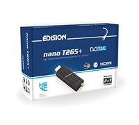 Edision NANO T265+ Terrestrial and Cable HDMI dongle Receiver, DVB-T2/C, H265 HEVC, FTA, Full HD, PVR, USB, HDMI, IR, USB WiFi Support, Universal 2in1 Remote Control