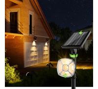 EDISONFIRE Powerful Outdoor Solar Spotlight, 36 LED 3500K Solar Garden Lamp, 2 Pack, 3 Modes/360° Rotating, IP67 Waterproof Solar Floodlights for Lawn, Paths, Garage, Warm White
