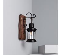 Edit Fanala Wall Lantern Light - Black & Wood