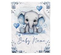 Edit Gift Personalized Baby Blanket for Boy Girl Newborn Custom Elephant Blanket with Name Customized Gifts for Baby Shower Birthday Christmas