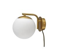 Edit Lighting Edit Cosmic Single Light Metal Switched Wall Fitting with Plug in Gold Finish and Opal Diffuser