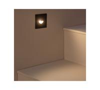Edit Lighting Edit Guell Square Aluminium 2W Warm White LED Outdoor Recessed Wall Fitting In Black Finish