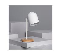 Edit Lighting Edit Kidonge Single Light Desk Lamp in White Finish with Wood Detail