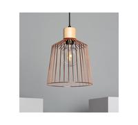 Edit Lighting Edit Lesane Single Light Metal Ceiling Pendant In Rose Gold & Wood Finish