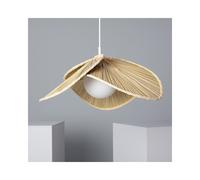 Edit Lighting Edit Majilily Single Light Ceiling Pendant Fitting in Natural Rattan Finish with Opal Diffuser