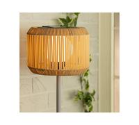 Edit Lighting Edit Nygala Solar Metal Outdoor LED Floor Lamp In White Finish With Rattan Style Shade