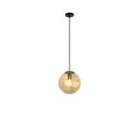 Edit Lighting Edit Oscar Single Light Ceiling Pendant in Black Finish With Amber Glass