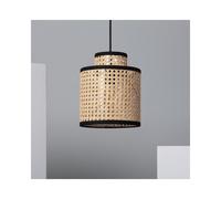 Edit Lighting Edit Piccola Single Light Rattan Ceiling Pendant In Black & Natural Finish