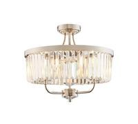 Edit Lighting Edit Rosewood 3 Light Glass Semi Flush Chandelier in Bright Nickel Finish
