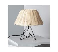 Edit Lighting Edit Salmor Single Light Table Lamp Black Finish With Natural Rattan Shade