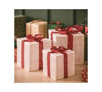 Edit Lighting Edit Set of 3 Battery Operated LED Gift Boxes - White and Red