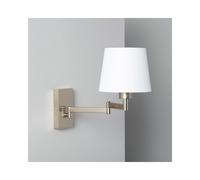 Edit Lighting Edit Ugani Single Light Swing Arm Wall Fitting in Chrome Finish with White Fabric Shade