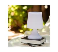 Edit Lighting Edit Uyoga Portable Outdoor Table Lamp with Bluetooth Speaker and USB Rechargeable Battery In White Finish
